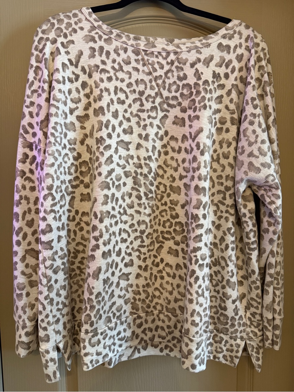 Chic Soul Cream and Taupe Leopard Print Cowl Neck Sweater